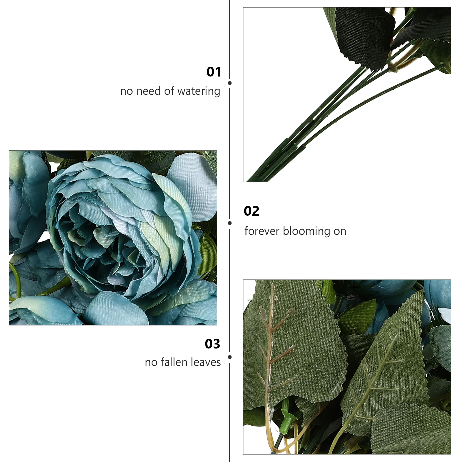 

2Pcs Elegant Fake Peony Floral Decoration Forever Blooming No Watering Required Living Room Accent Fake Flower