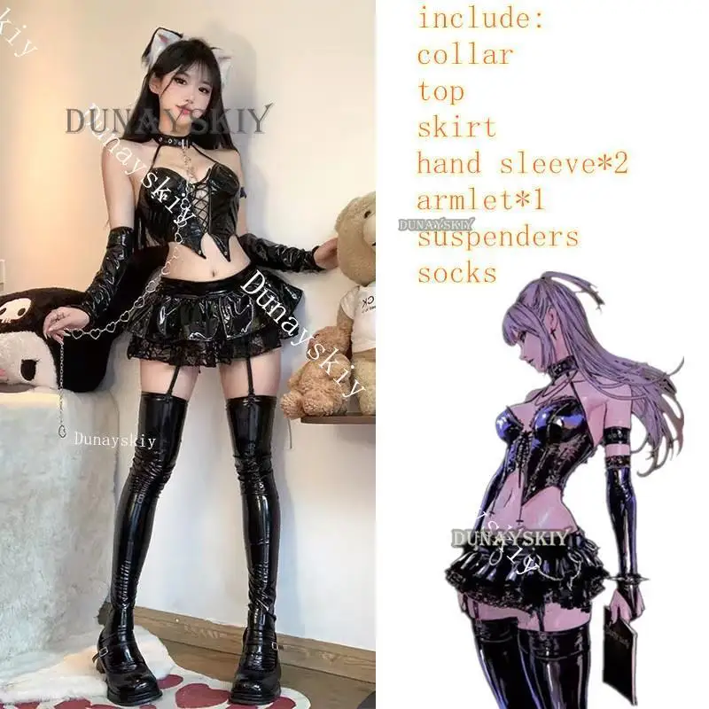 Anime Devil's City Queen Unifrom Misa Costume Cosplay Women Cool Girl Punk Cyber Leather Outfits Costumes Cosplay