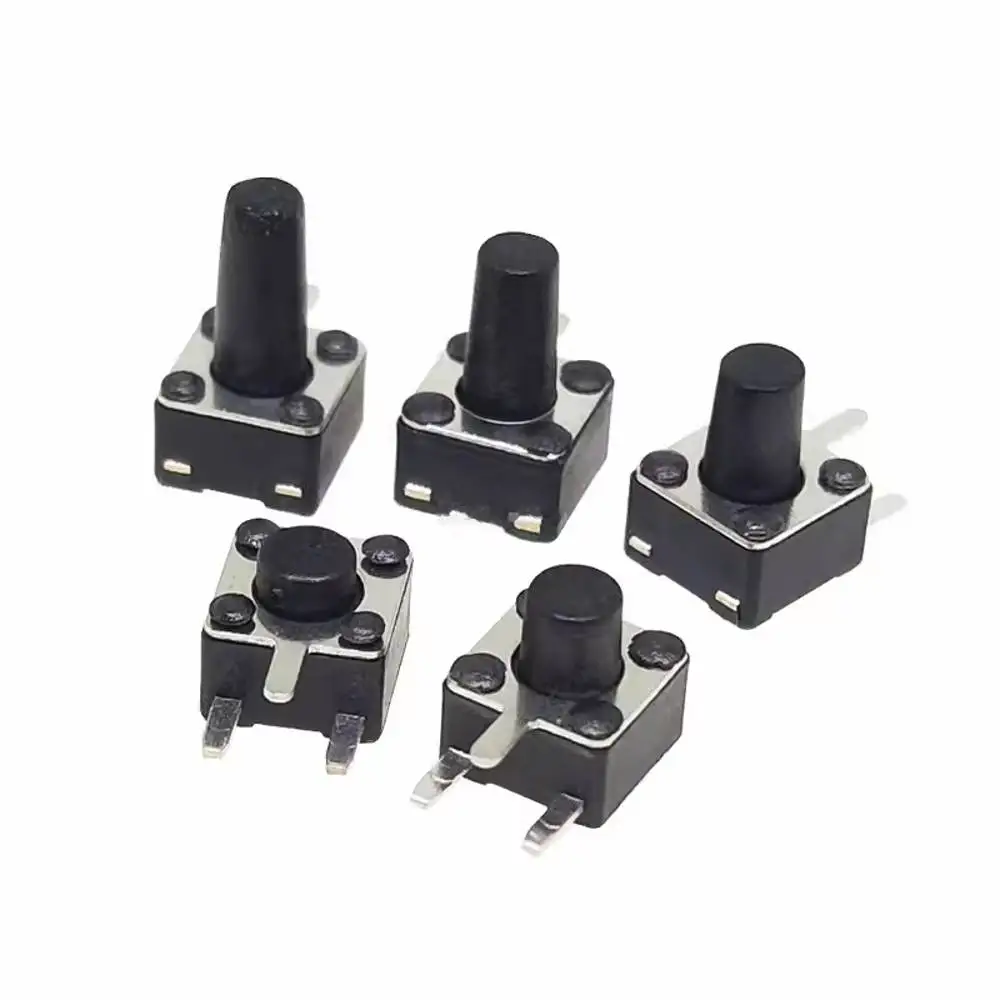 1000Pcs 6*6*4.3/5/6/7/8 mm High Right Angle 3 Pin Dip Side Actile Tact Push Button Side 3 Pin Micro Switch Self Reset