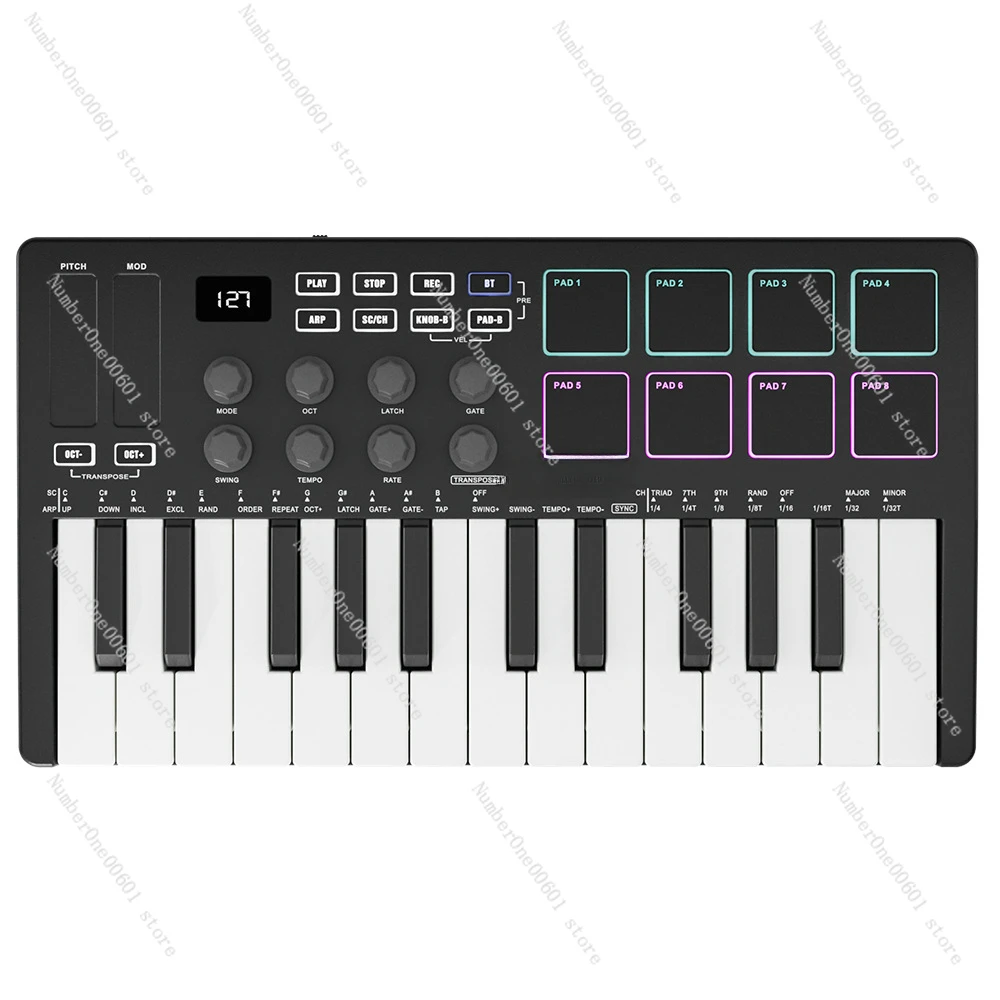 25 Key MIDI Keyboard Controller, Intelligent and Portable Arrangement, Striking Pad, Electric Sound, MIDI Controller