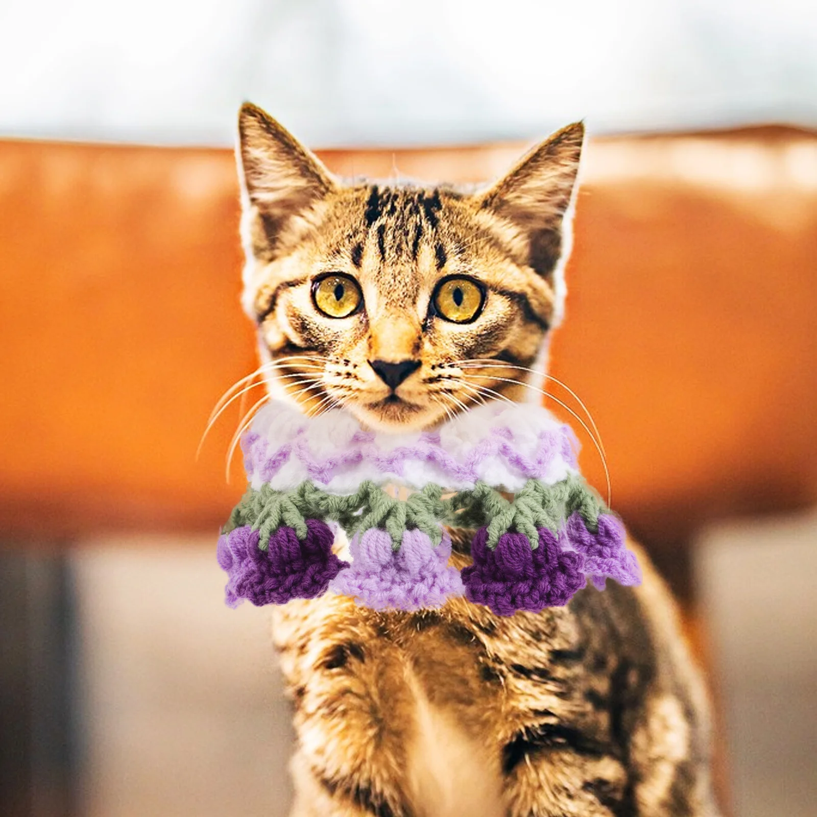 

Pet Collar Knitted Flower Bib Neckwear Cute Dog Cat Scarf for Daily Use Holiday Photos Dog Neckwear Collar Accessories