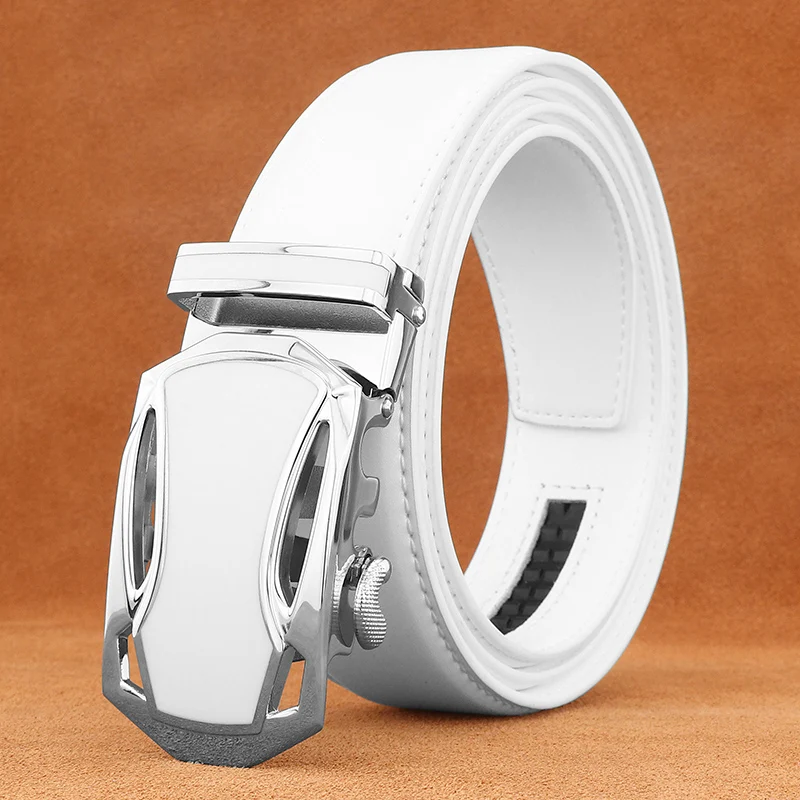 

3.5cm wide white men belts Automatic Buckle fashion genuine leather brand luxury high quality waist strap men cintos masculinos