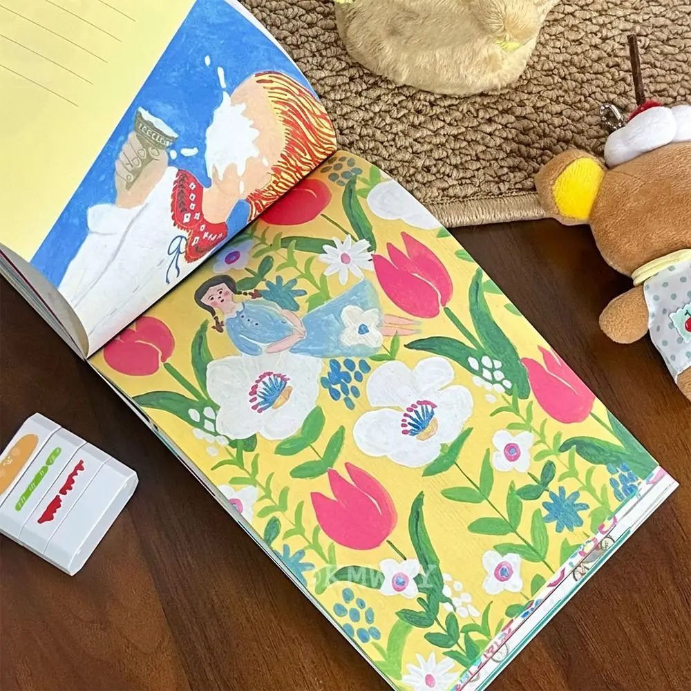 Creative Cartoon Illustration Writing Crafting Papers 100 Sheets Multi-functional Notebook DIY Scrapbooking Papers Students