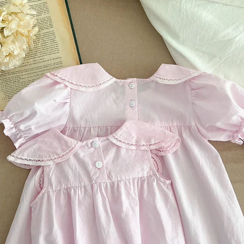 Verão 0-24m roupas da menina do bebê gola de pétala bebê recém-nascido menina macacão sem mangas algodão emenda da criança do bebê meninas macacão