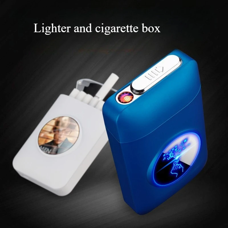 Personalized LED Light Screen Cigarette Box Electronic Cigarette Lighter USB Charging Lighter Logo Wholesale