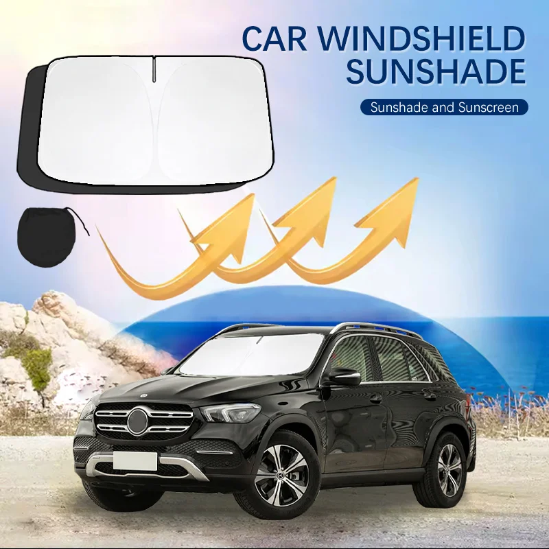 

For Mercedes Benz GLE 350 450 W166 Windshield Sun Shade Sunshade Sun Visor Protector Foldable Blocks UV Rays Laser Sun Protector