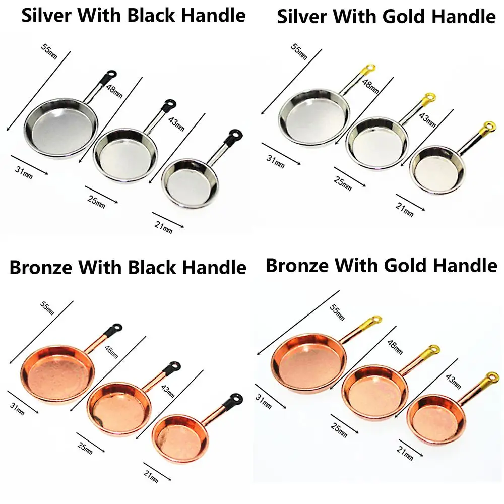 3 pièces/ensemble ustensiles de cuisine meubles de cuisine jouer maison accessoires poêle modèle Simulation casserole Miniature ustensiles de cuisine