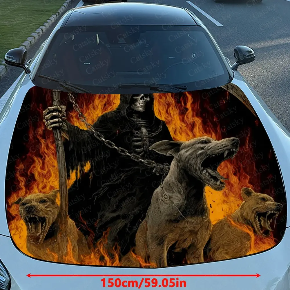 The Grim Reaper Of Purgatory Car Hood Sticker, Splash Proof PVC, Easy To Disassemble, Waterproof And Scratch Resistant, Self-adh