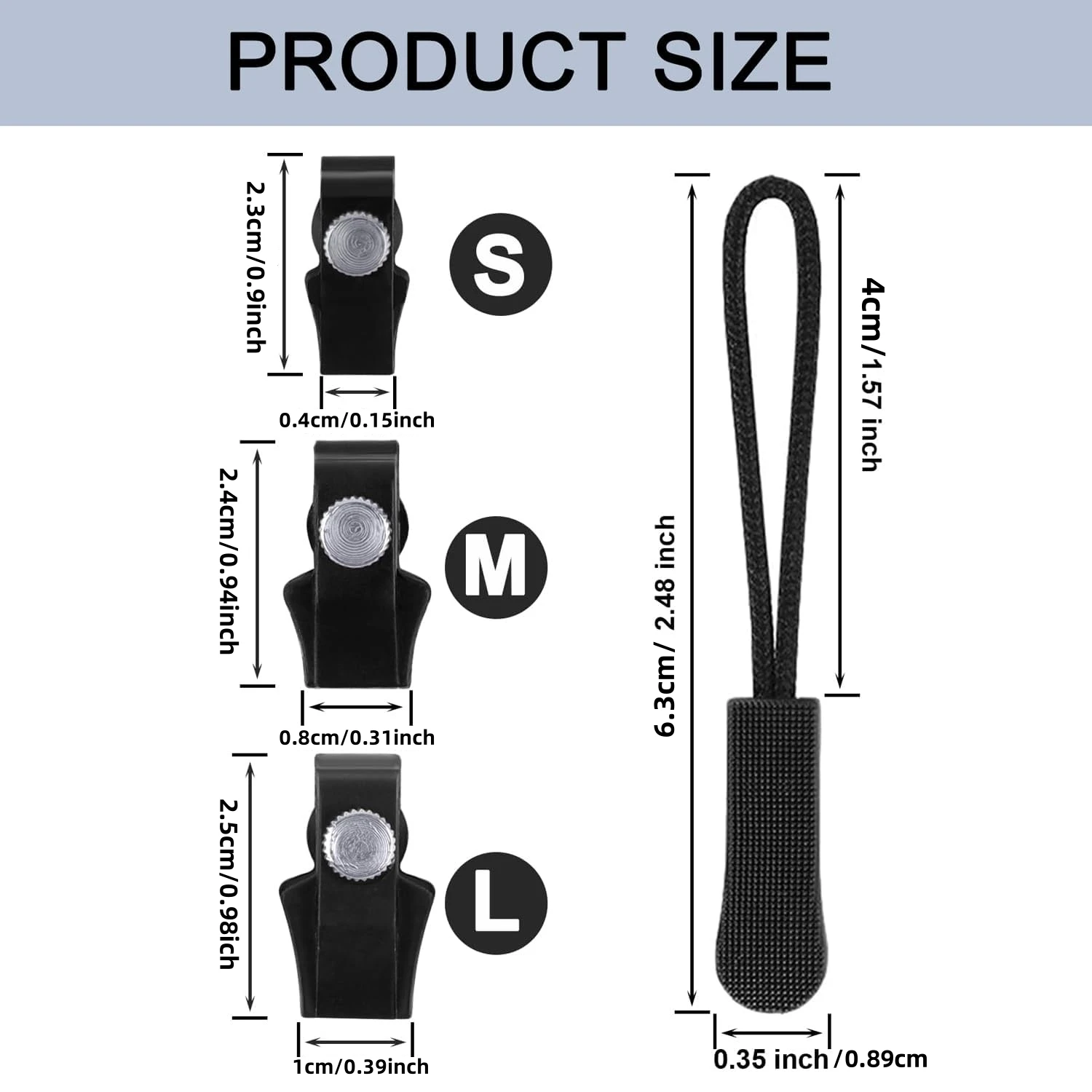 24PCS Detachable Zipper Head Fixer Quick Instant Zipper Repair Kit Universal Replacement Zipper Slider Pull for Jacket Bag Coat