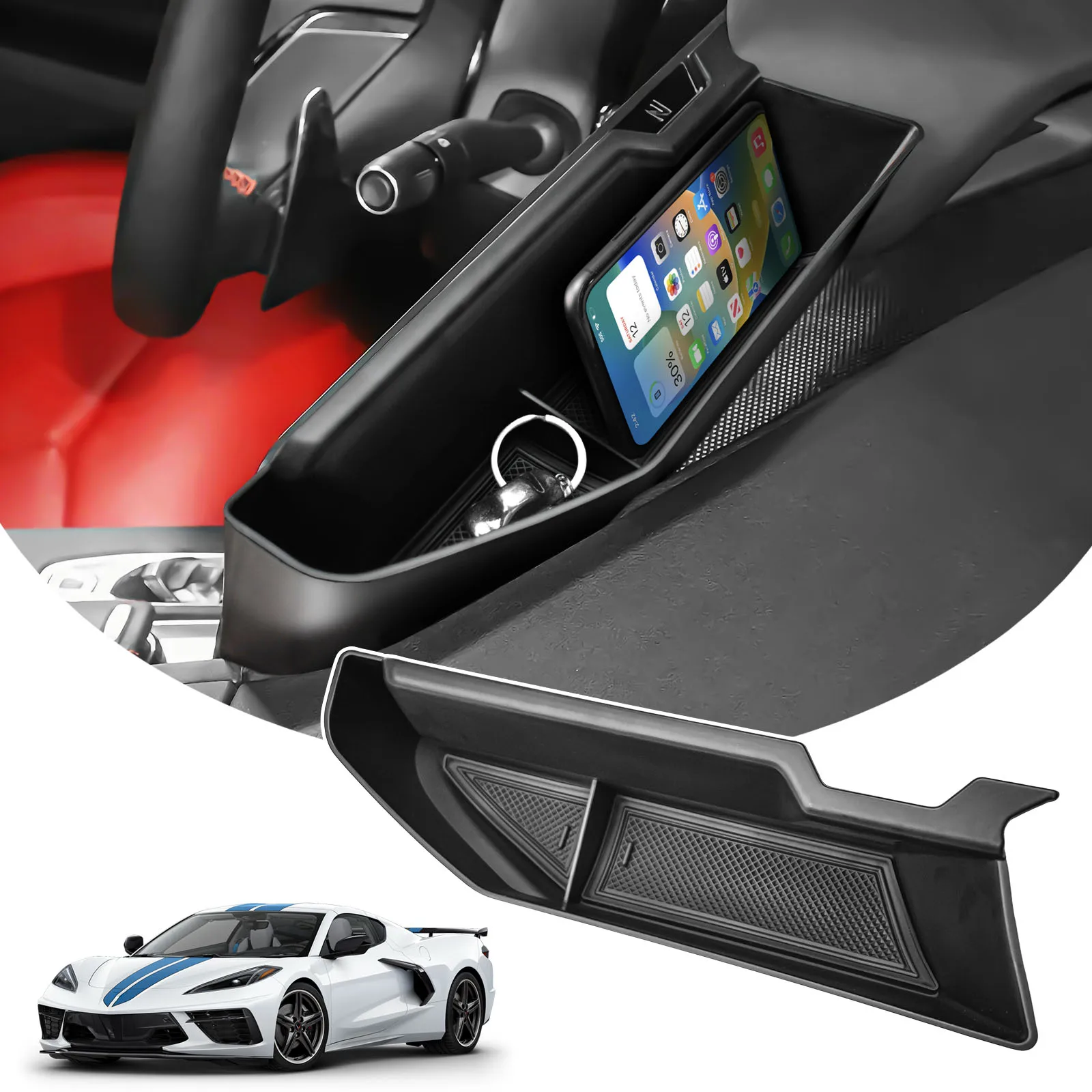 

Sixthsomy Center Console Organizer Navigation Screen Storage Box Tray Chevrolet Corvette C8 2020-2025 Interior Car Accessories