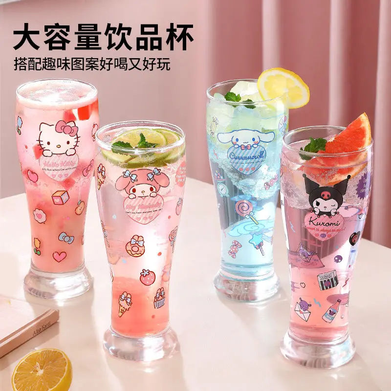 

Sanrio Hello Kitty Kuromi Моя мелодия Чашка для питьевой воды для девочек Высоко красивая милая бытовая стеклянная чашка для питья молока и сока оптом