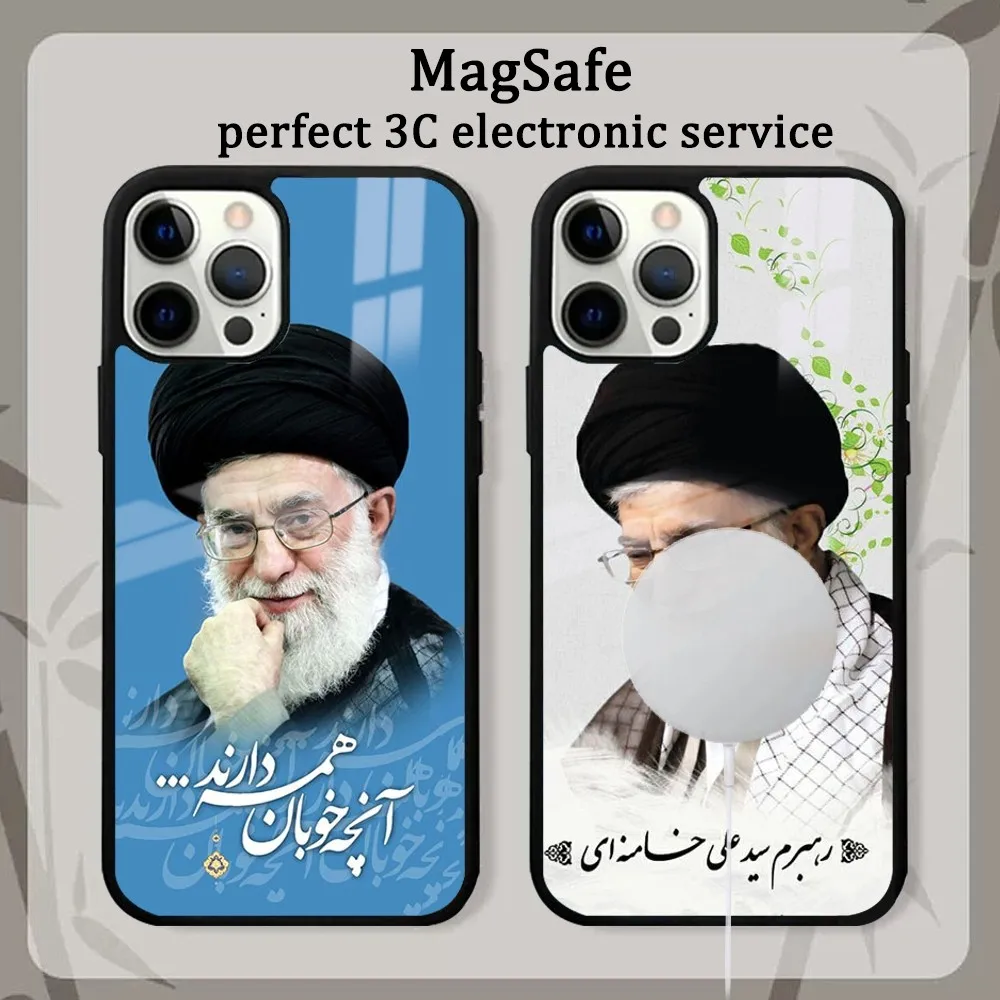 Iran's Supreme Leader Ali Khamenei Phone Case For IPhone 16 15 14 13 12 11 Pro Max Plus Mini Magsafe Mirror Wireless Magnetic Co