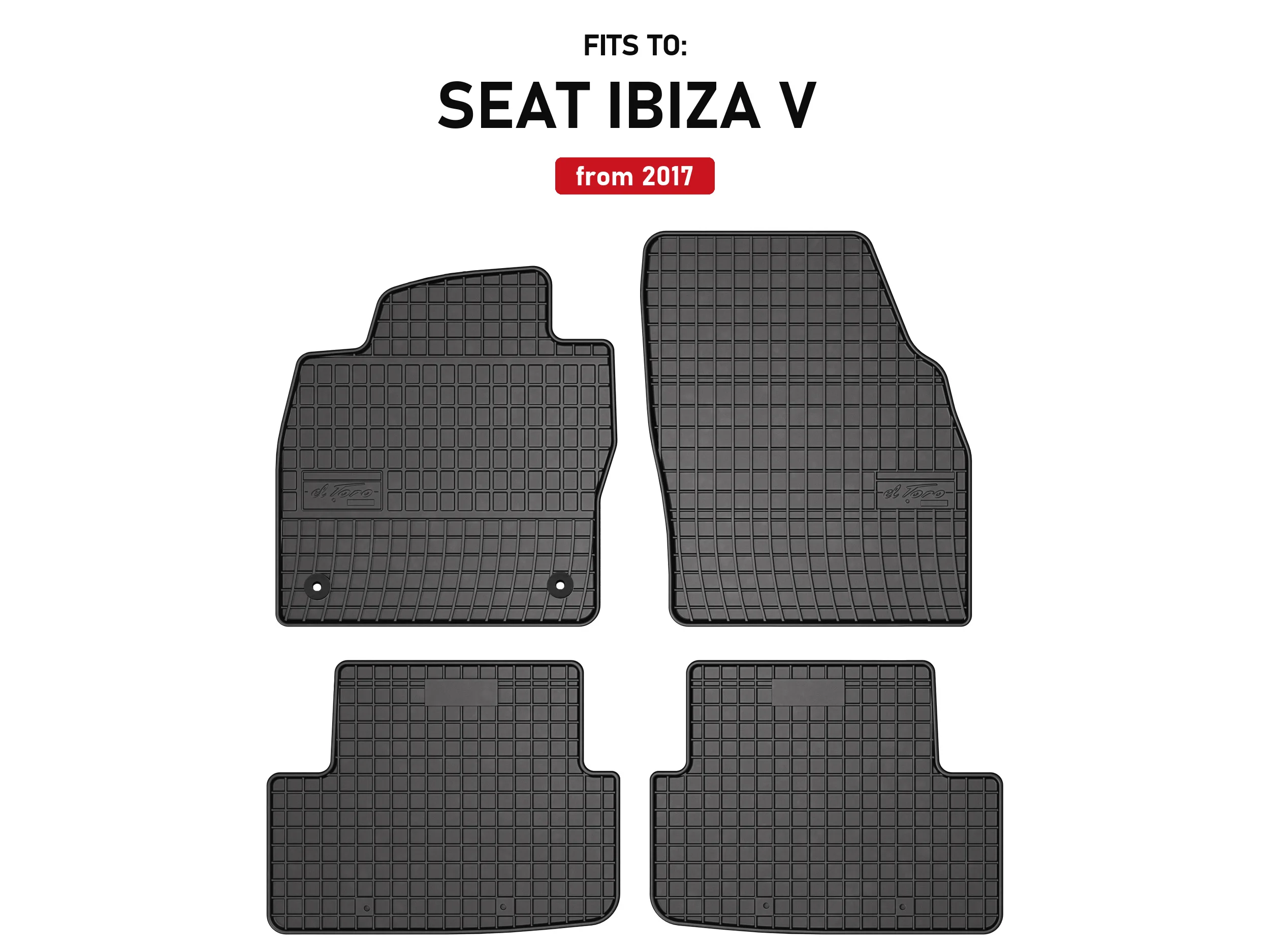 Zwarte rubberen automatten voor: Seat Ibiza V 2017- hatchback
