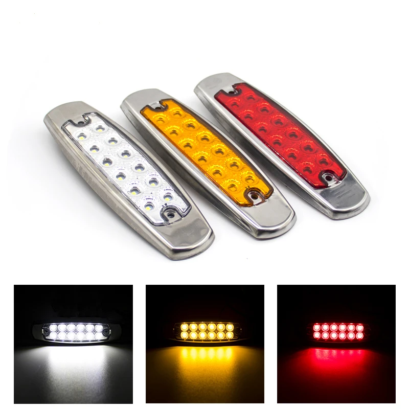 

10pcs 12 LED 12V 24V 12 LED Car Truck Side Marker Clearance Light Chrome Trailer Lorry Caravan Bus Van Boat Caravan Waterproof
