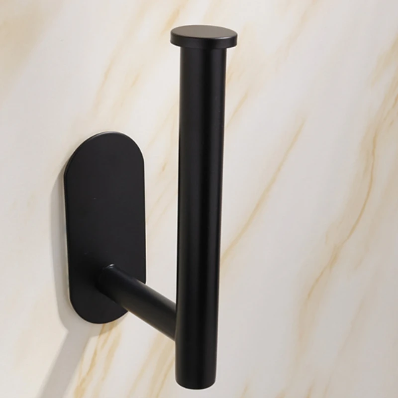 Adhesive Paper Towel Holder Under Cabinet Wall Mount for Kitchen Paper Towel, Black Paper Towel Roll Holder Stick to Wall