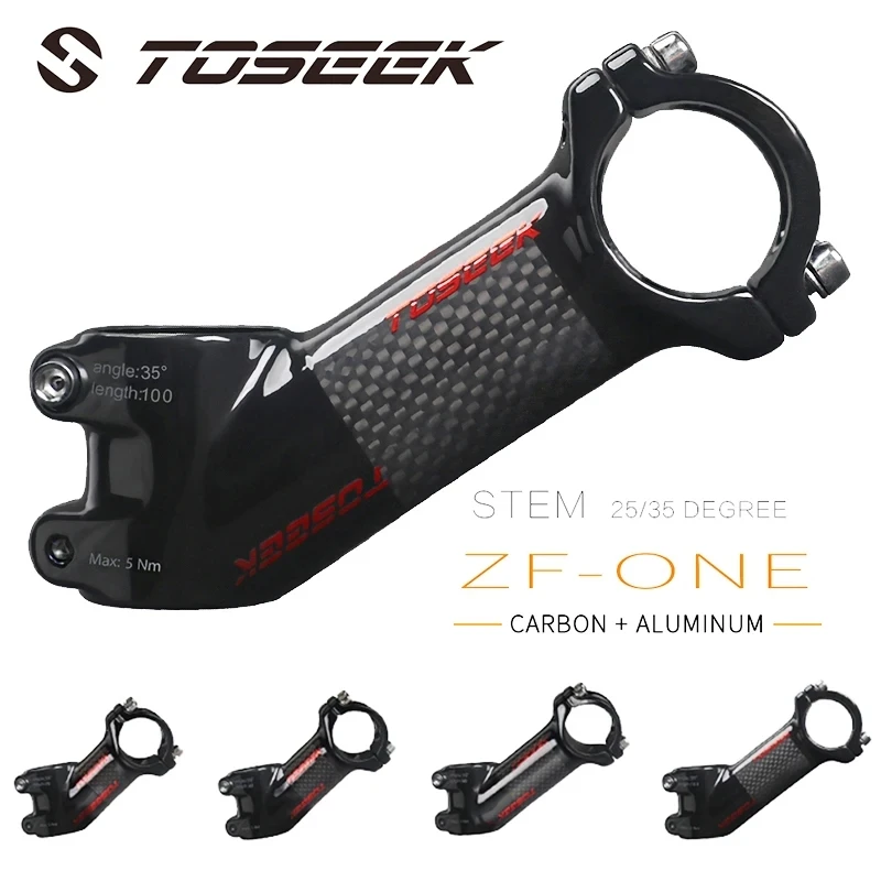 Toseek 31.8mm Carbon Fiber Mtb Stem 25/35 Degree Bicycle Stem Ultralight Bike Table 70/80/90/100mm Mtb Power Bicycle Accessories