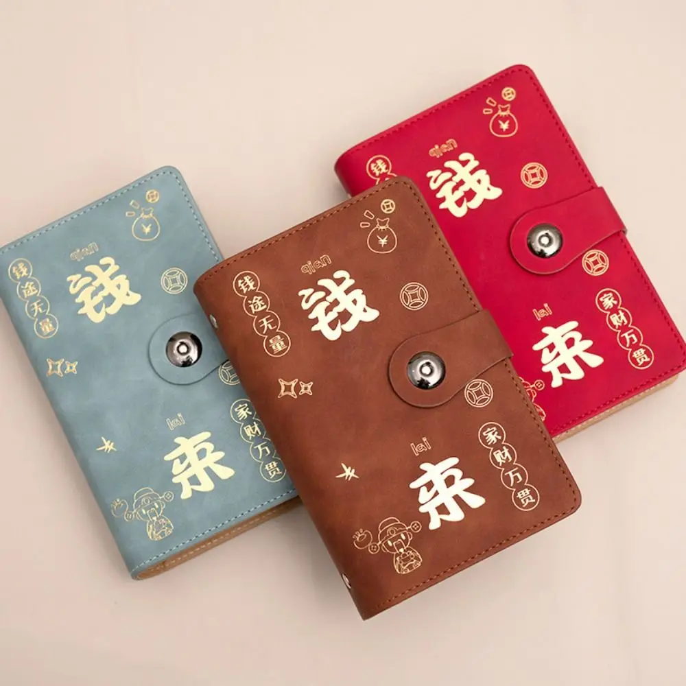With Password Lock Saving Money Binder Wallet Storage Handbook Planner Organizer 50/100Sheets PU Leather Budget Binder with Lock