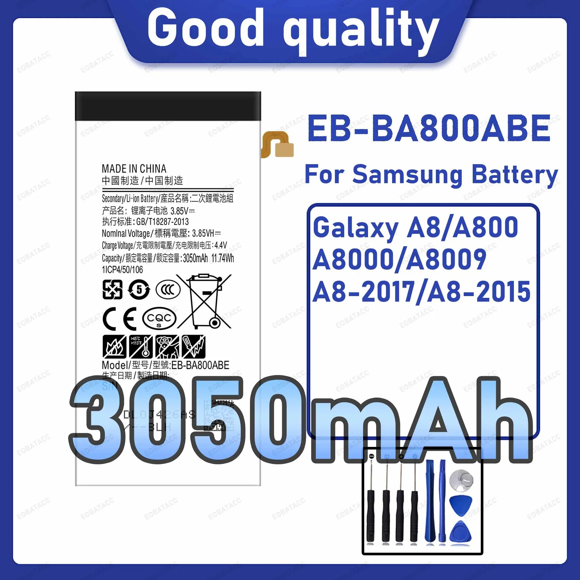 3050mAh EB-BA800ABE Replacement Battery for Samsung Galaxy A8/A800 with Repair Tools Kit