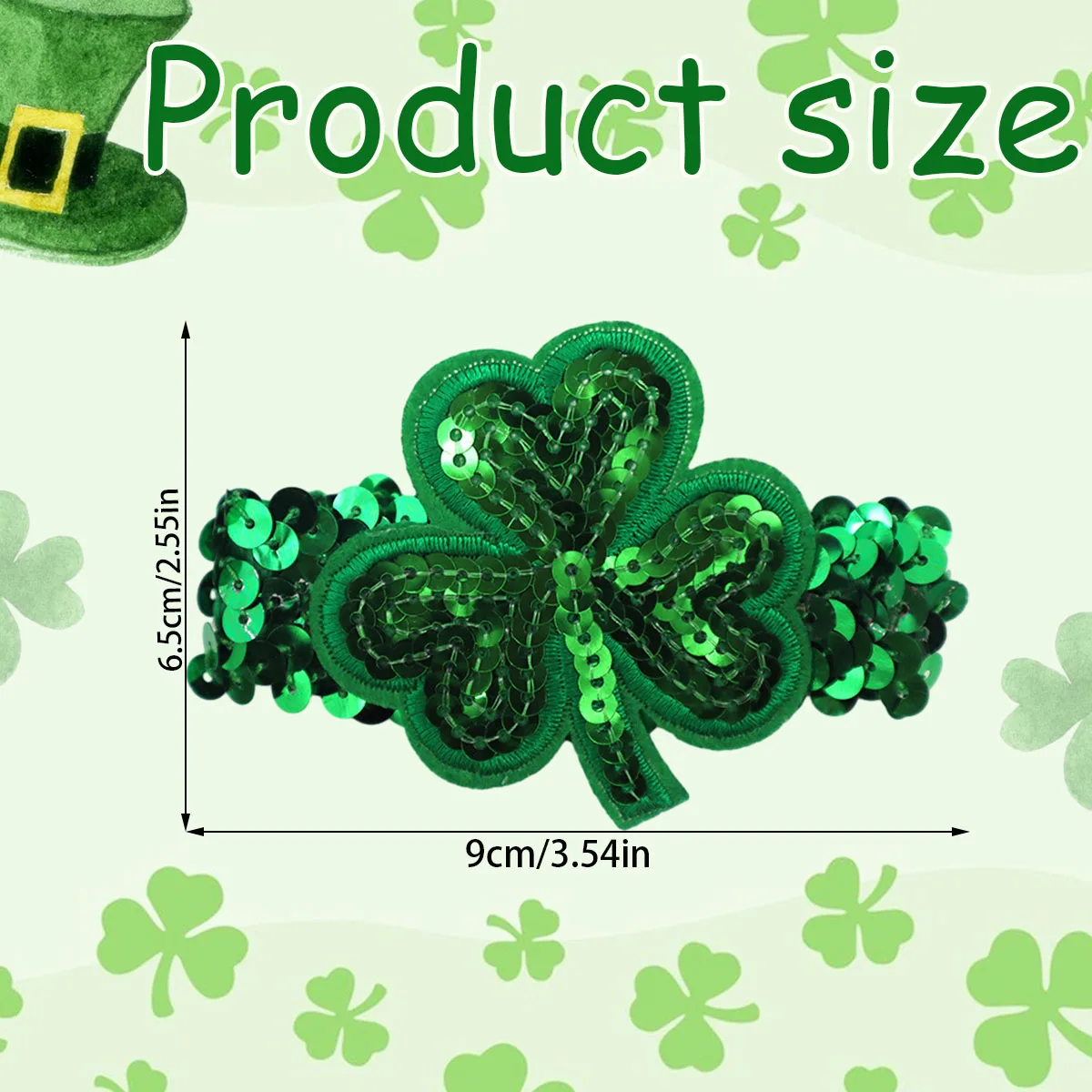 1/5/10Pcs St. Patricks Day Sequins Clover Bracelets Glitter Bracelet Green Irish Holiday Decor For Women Girls Carnival Parade