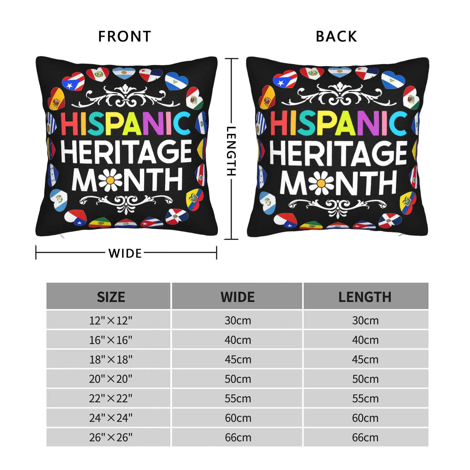 National Hispanic Heritage Month All Countries Flags Hearts Pillow Case  Novelty Pillow Cover Comfy Pillowcases For Home Decor