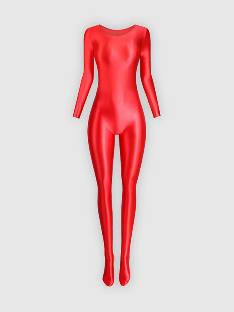 

Solid Color Long Sleeve Ballet Dance Jumpsuit for Women, Slim Fit Round Neck Bodysuit for Stage Show and Daily Practice