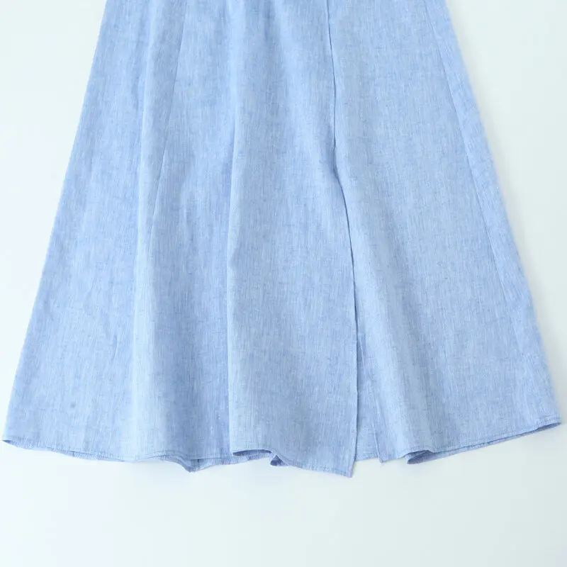 ชุดเดรสผ้าลินินผสมเอวสูงสไตล์ลำลองสำหรับผู้หญิงรุ่นใหม่ประจำฤดูร้อน  ไม่มีแขน  ใส่สบาย