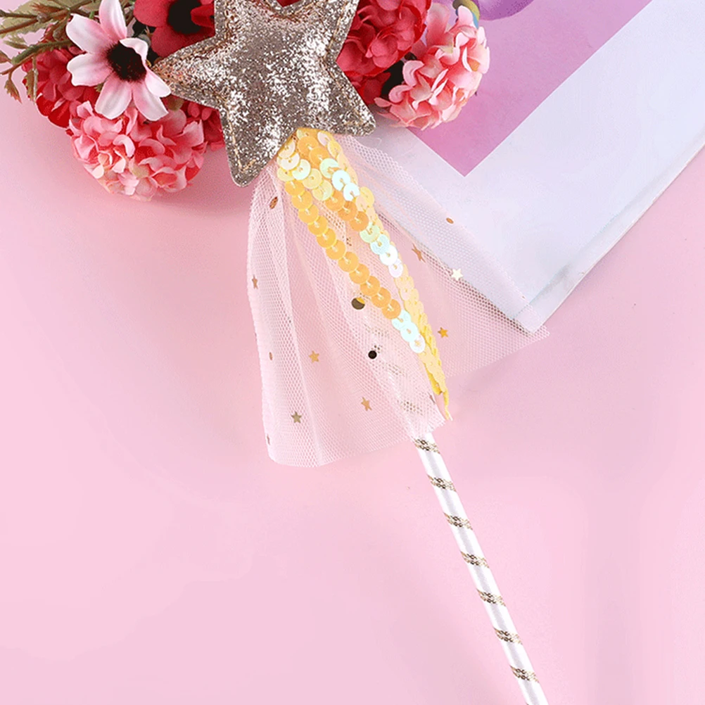 

2Pcs Fairy Kids Fairy Wands Toys Purple+Gold Kids Stage Props Star-shaped PVC Rods Halloween Decor cosplay Accessories