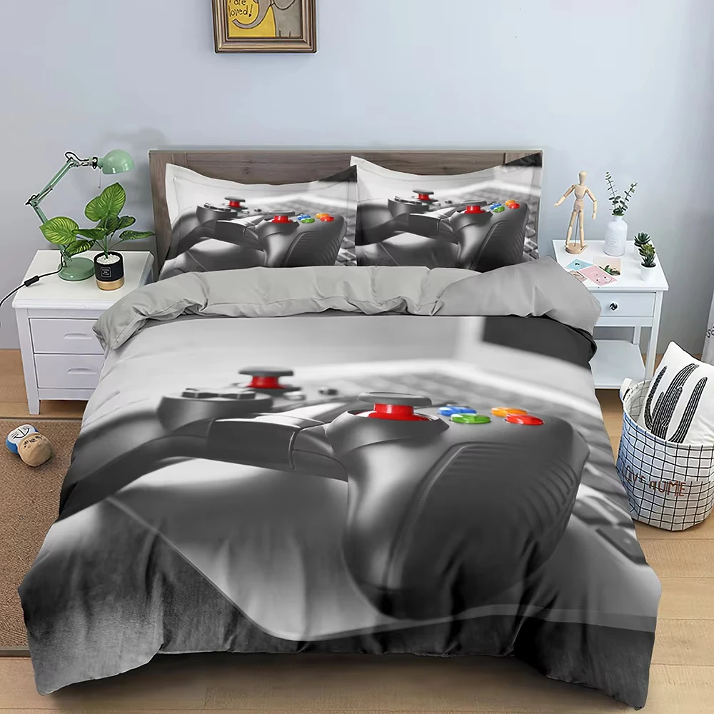 Gaming Comforter Cover Twin Gamer Duvet Cover Set for Boys,Teen Video Game Controller Bedding Set Gamepad Design Quilt Cover