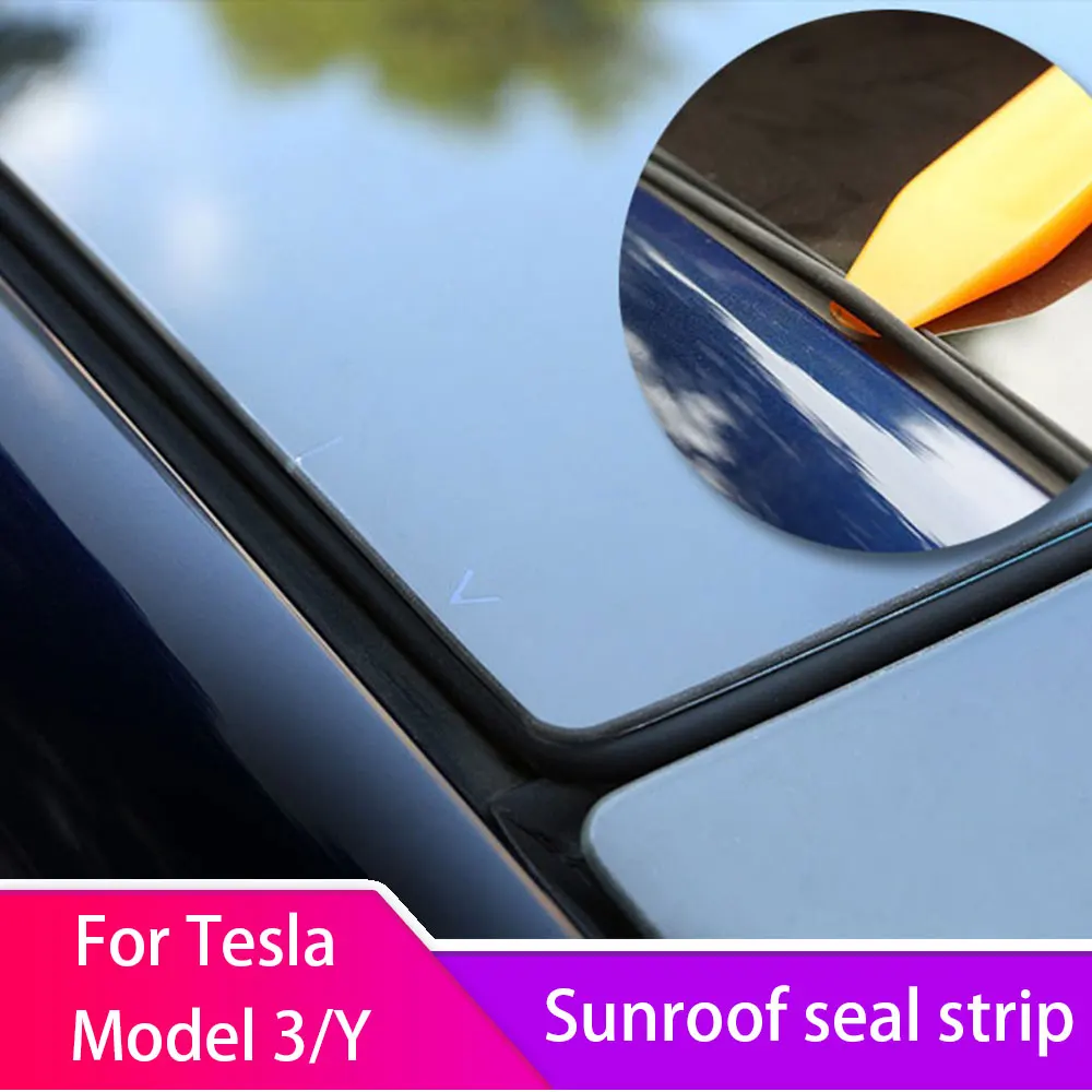 For Tesla Model 3 Y 2017-2023 Car Sunroof Rubber Seal  Rubber Strip Wind Noise Reduction Kit