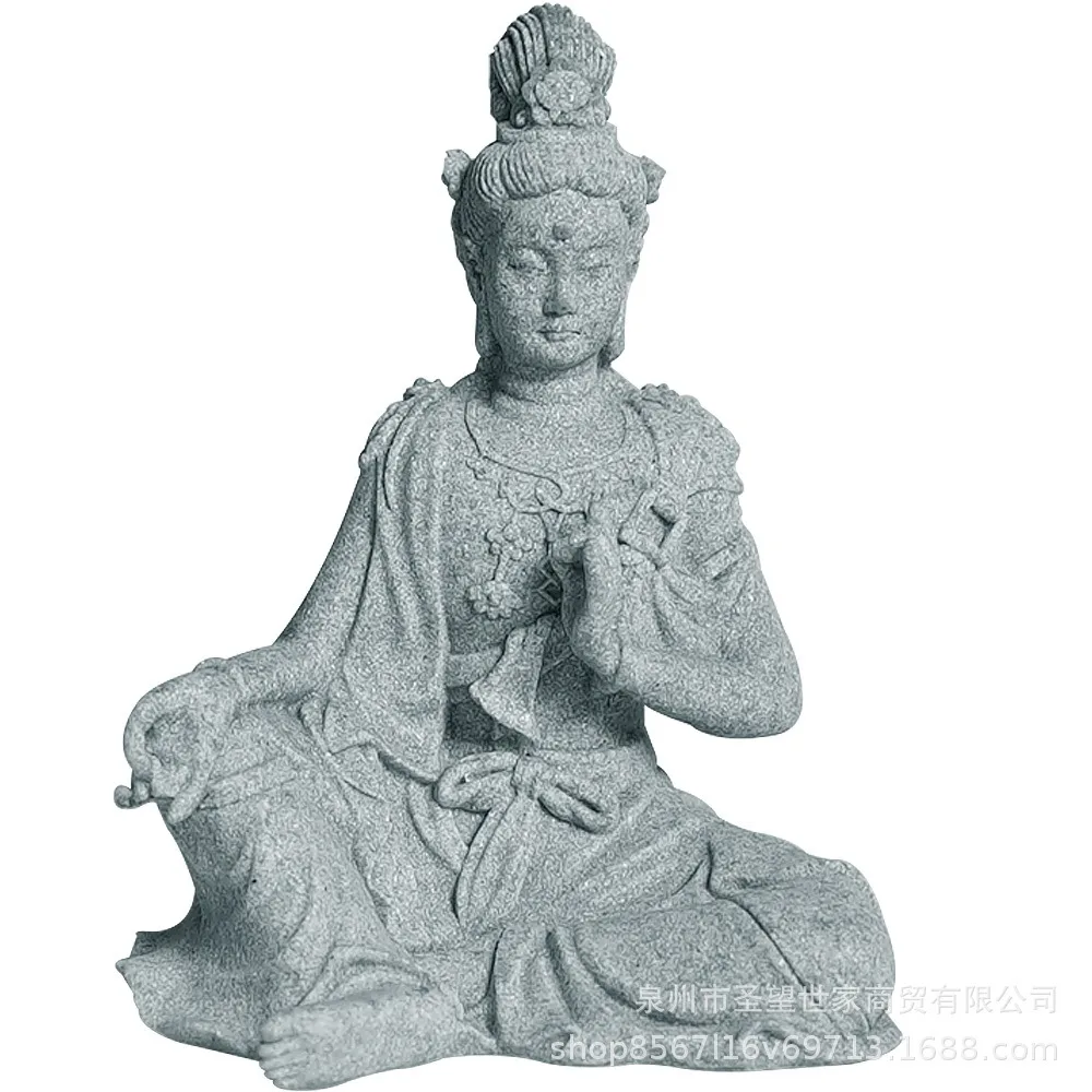 Miniature Guan Yin Statue Buddha Figure Stone Meditating Zen Fish Aquarium Tank Desktop Kwan Yin Chinese Feng Shui Gifts Decor