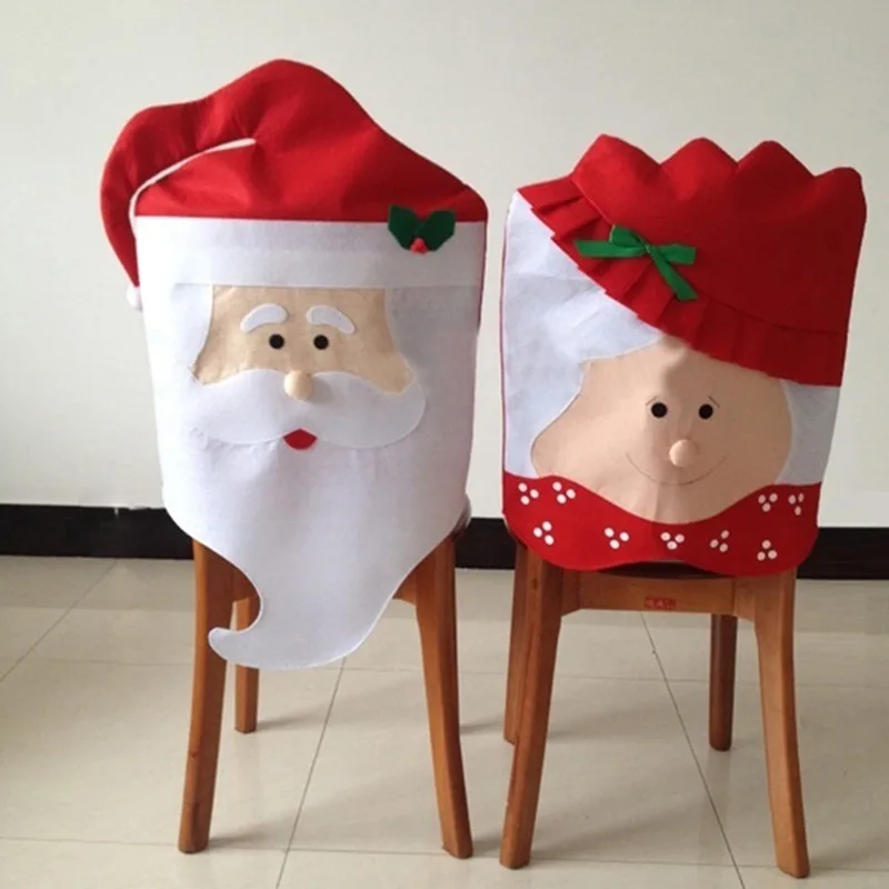 Non Woven Christmas Chair Cover Stool Cover Santa Claus Grandma Chair Covers Decor For Xmas Navidad New Year Home Decor Gifts