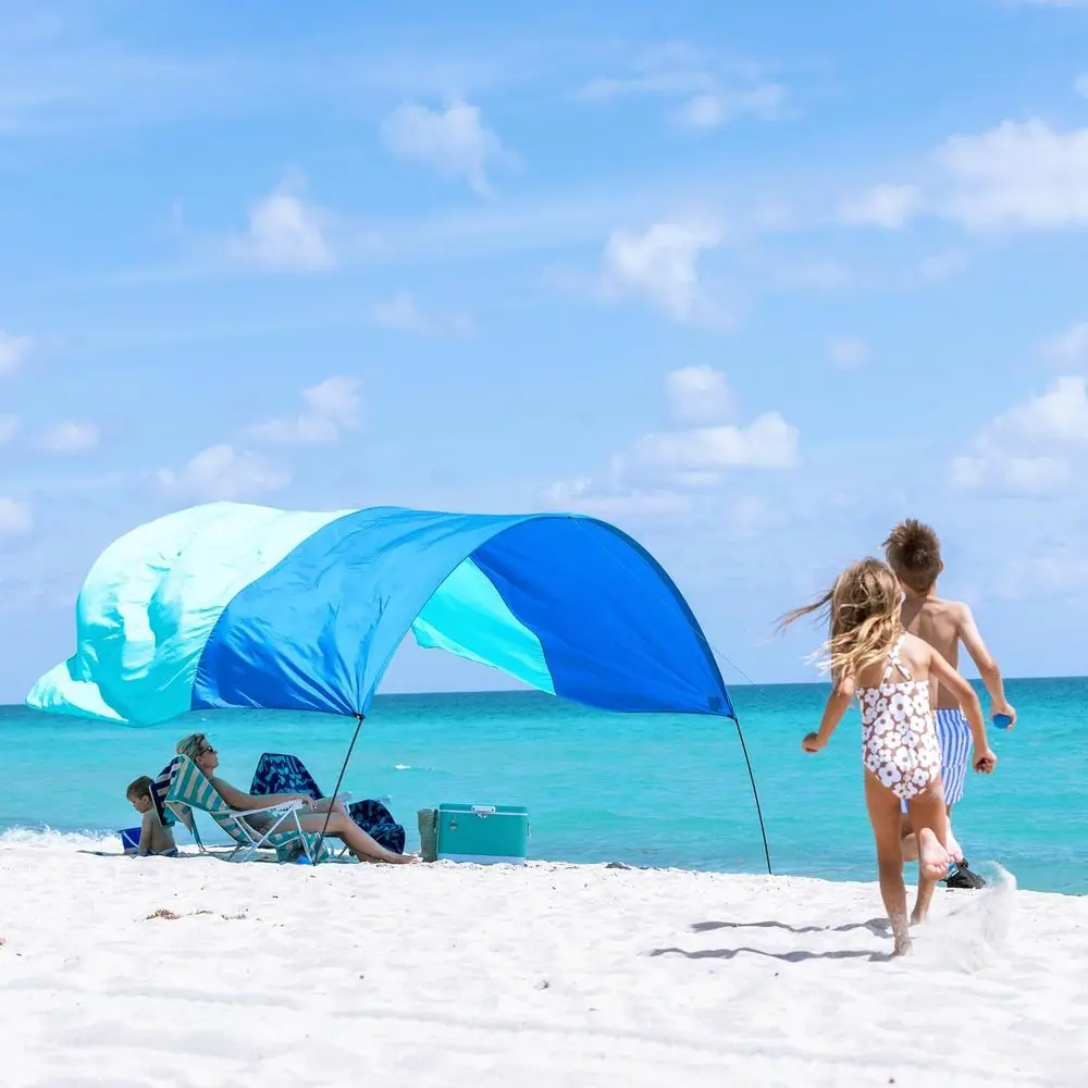 

Quick Setup Wind-Resistant Beach Tent | 150 Sq. Ft. Coverage | Accommodates 8 | UPF 50+ Sun Block