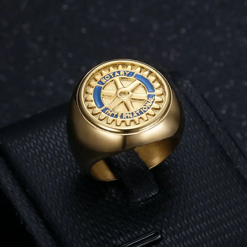 

Rotary Gear Stainless Steel Ring, Gold-tone Hip-hop Style