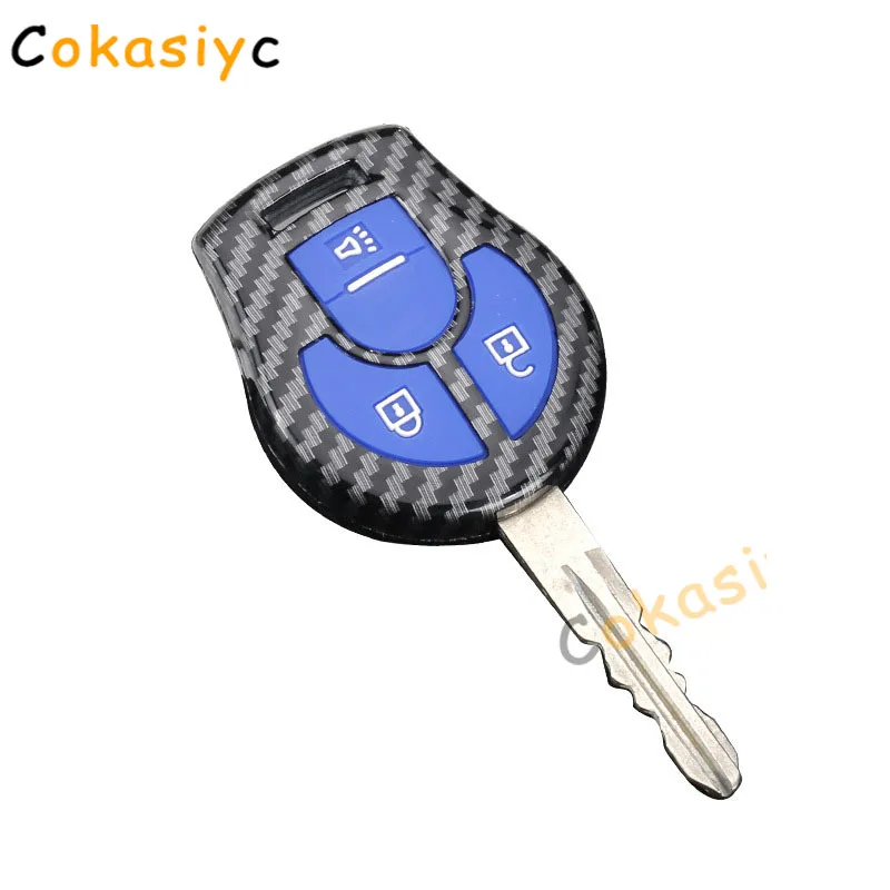 Carbon Fiber ABS Remote Car Key Case Silicone Full Cover For Nissan Juke March Qashqai Sunny Sylphy Tiida X-Trail
