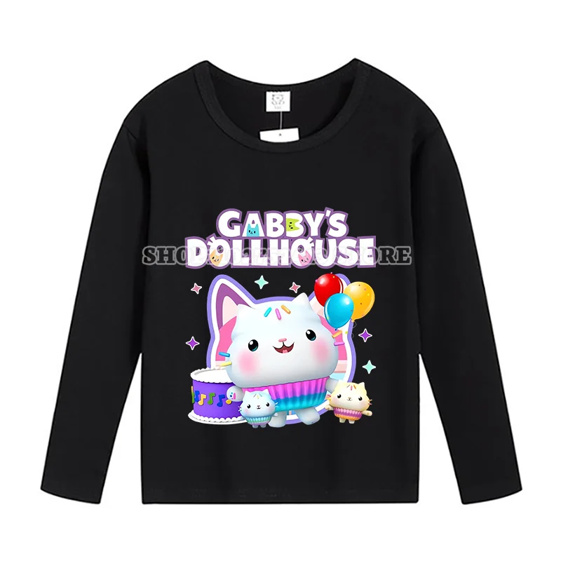 Gabby Dollhouse Kids Clothes Spring Autumn Girls Clothing Leisure Shirts Cute Sweat-Absorbing Skin-friendly Long Sleeves Gift