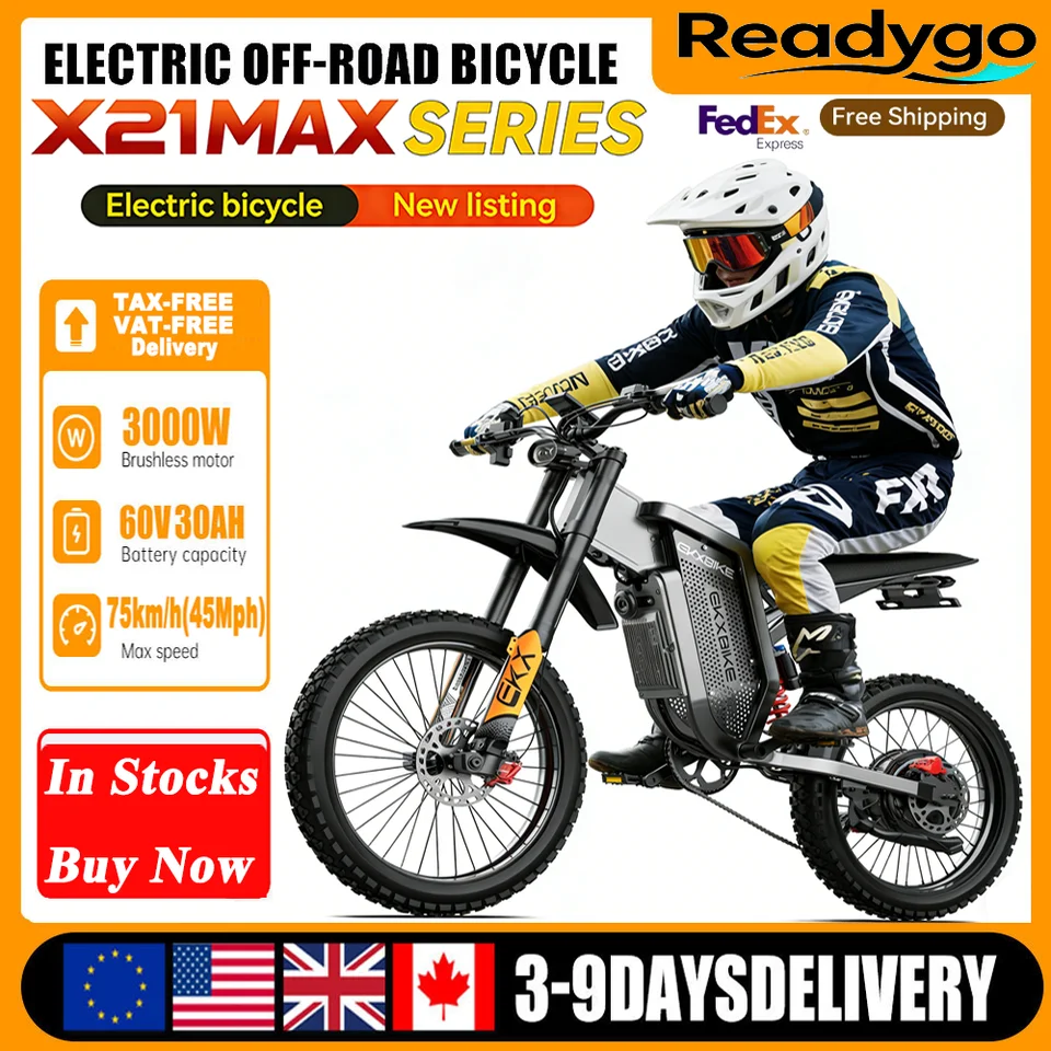 Readygo EKX X21 Max 3000W Electric Dirt Bike, 60V 30Ah Battery 85km/h Adult Off-Road E-Bike Brushless Motor Electric Motorcycle image 2