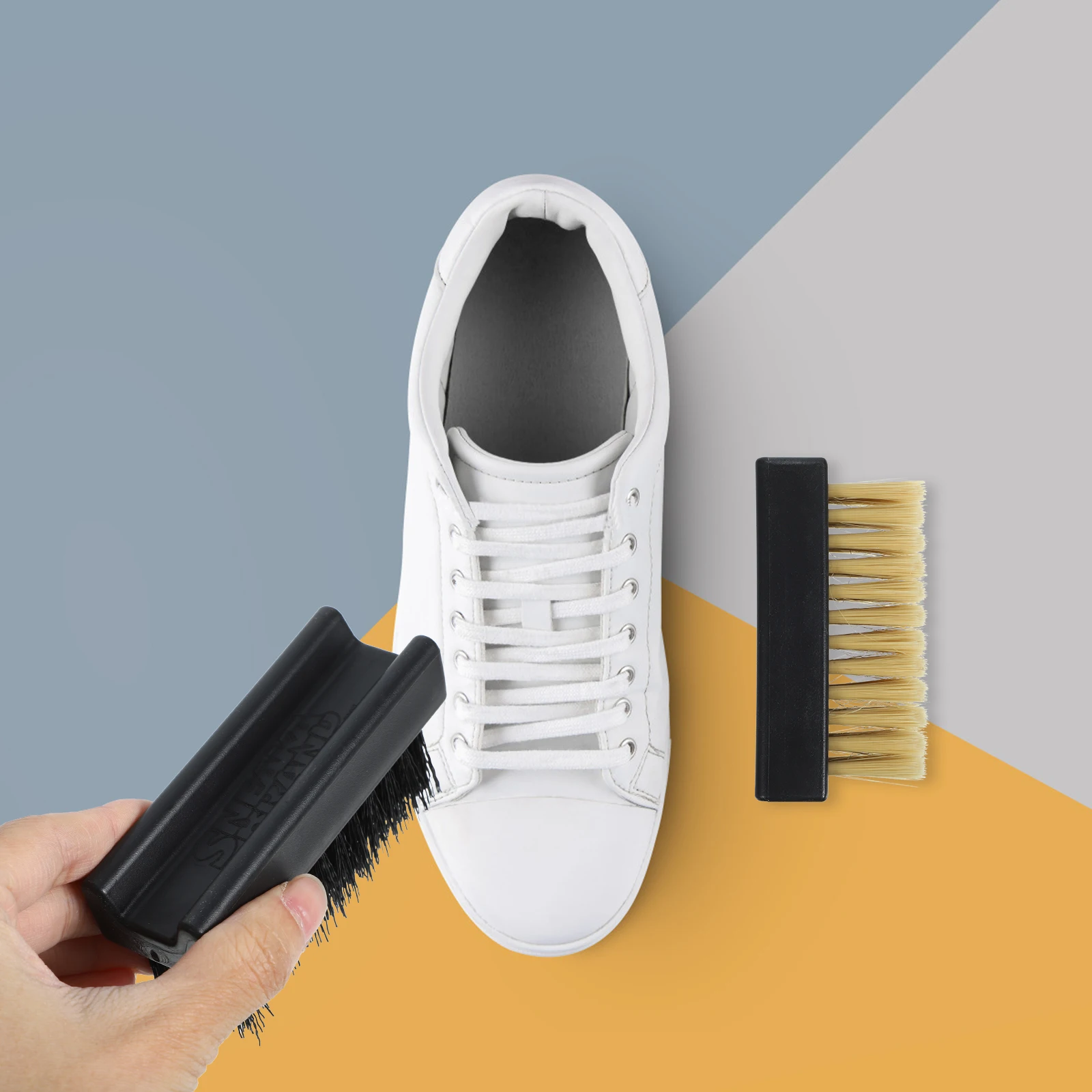 

2pcs Hard Soft Shoe Brush Set Household Cleaning Smoothing Scrubbers Long Handle Comfort Grip Durable Brush For Shoes Clothes