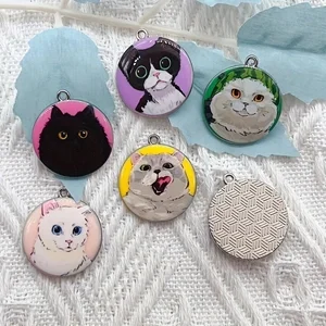 10pcs cartoon animal cat enamel jewelry making cute hanging earrings pendant necklace DIY keychain handicraft supplies view 3