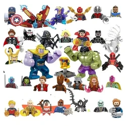 Figuras de Los Vengadores de Marvel en 3D, juguete de montaje de bloques, figuras de personajes de película de Mini ciudad, regalo de cumpleaños