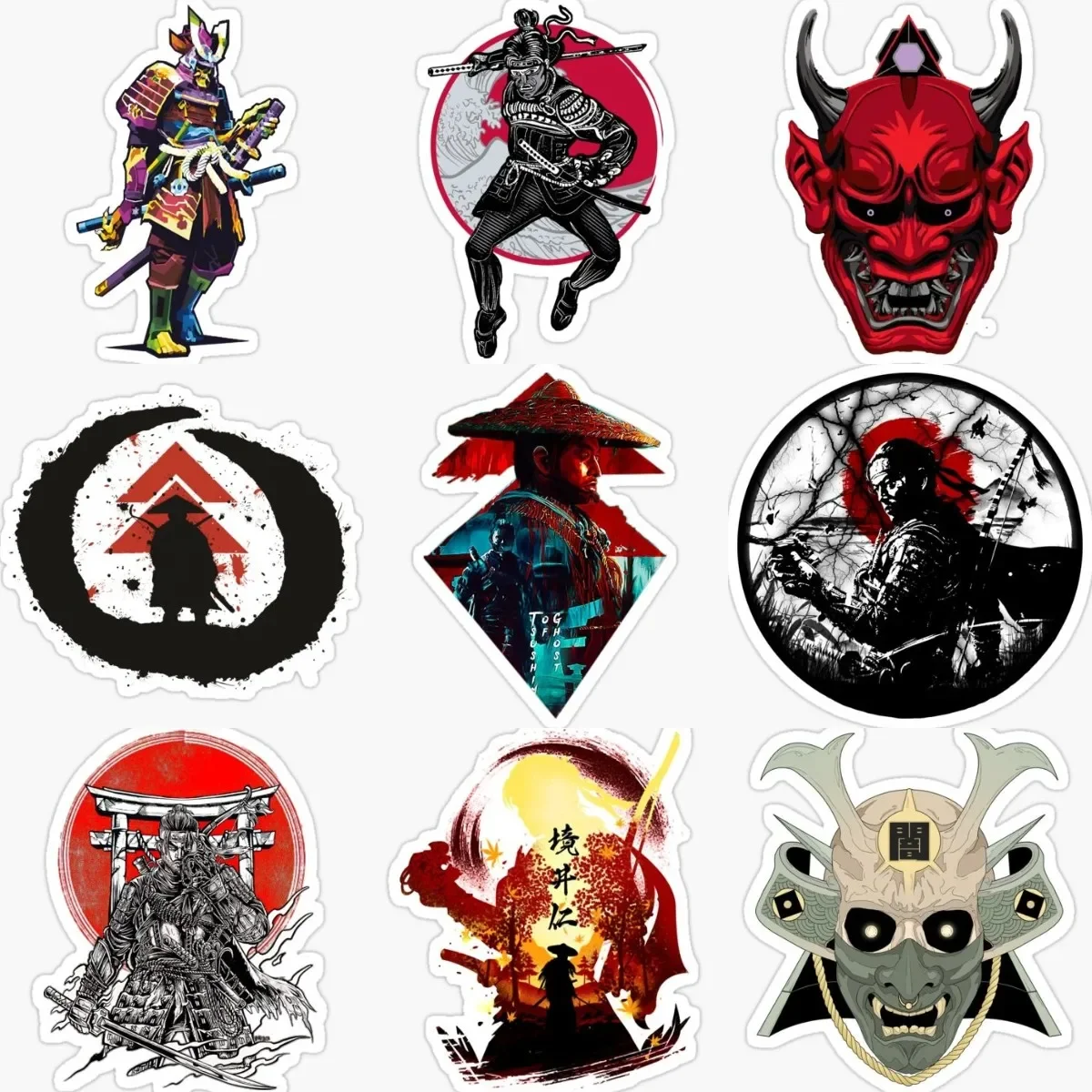 

Ghost Tsushima Samurai Demon Mask Waterproof Sticker for Covered Scratch Decorate Car Motorcycle Helmet Laptop Bicycle Wall Room