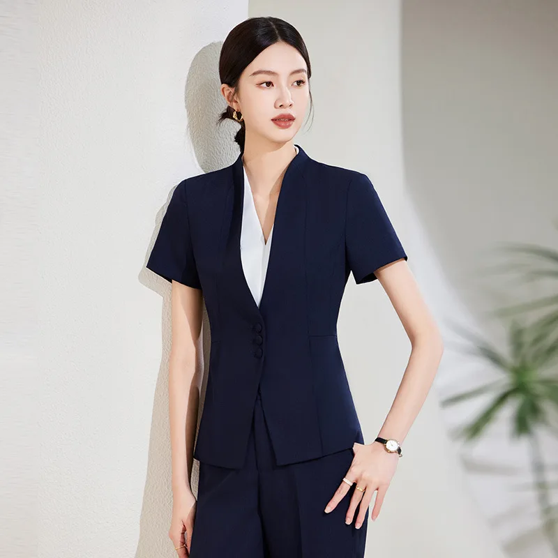 

Business Suit Women2024New Summer Hotel Reception Workwear Short Sleeve Tailored Suit Formal Clothes Work Clothes