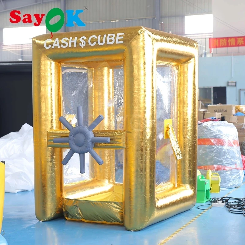 Sayok Inflatable Money Grabbing Box Quick Inflated Cash Cube Machine Model for Outdoor Event Game Party(NO Blower)