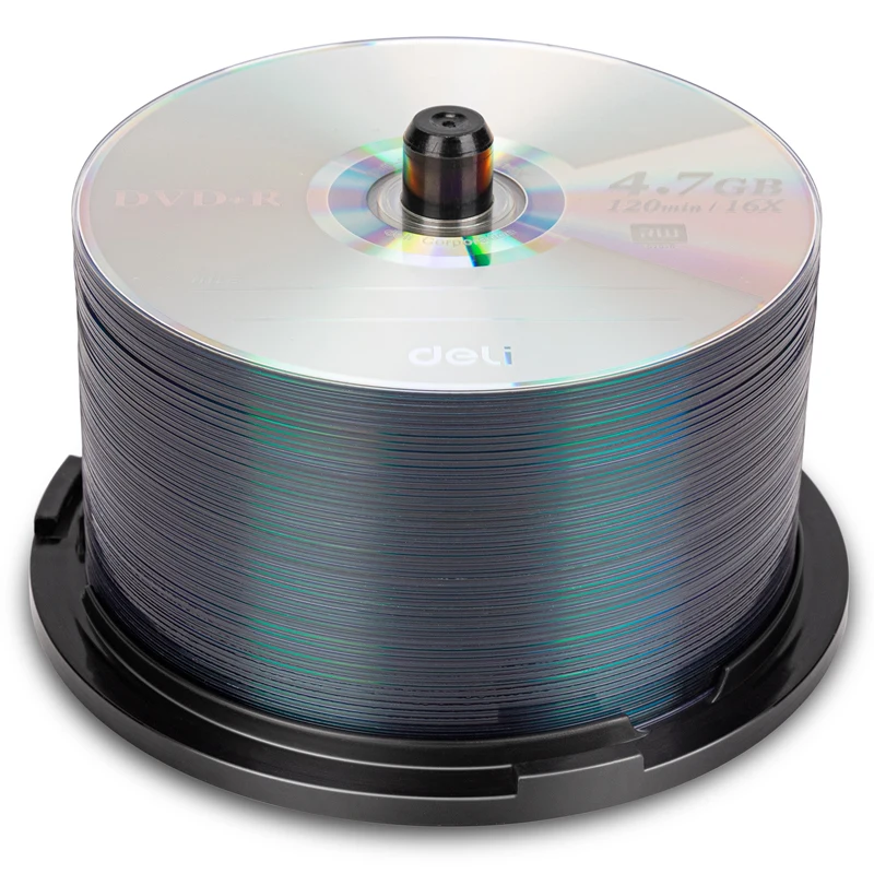 50PCS Box Deli 83510 DVD+R Blank Recordable Discs 4.7GB 120min 12X Speed Digital Versatile Disc for Data & Video Storage