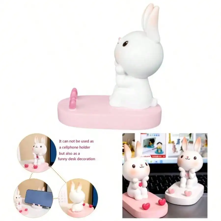 

Cute Bunny Cell Phone Stand Holder Cartoon Rabbit Animal Phone Stand Mobile Phones Holder Desk Stands Decoration Universal Funny Resin Bunny Statue Phones Stands Desks Ornament Home Office Compatible With IPhone, Android Phone, Gift For Birthday, Family,