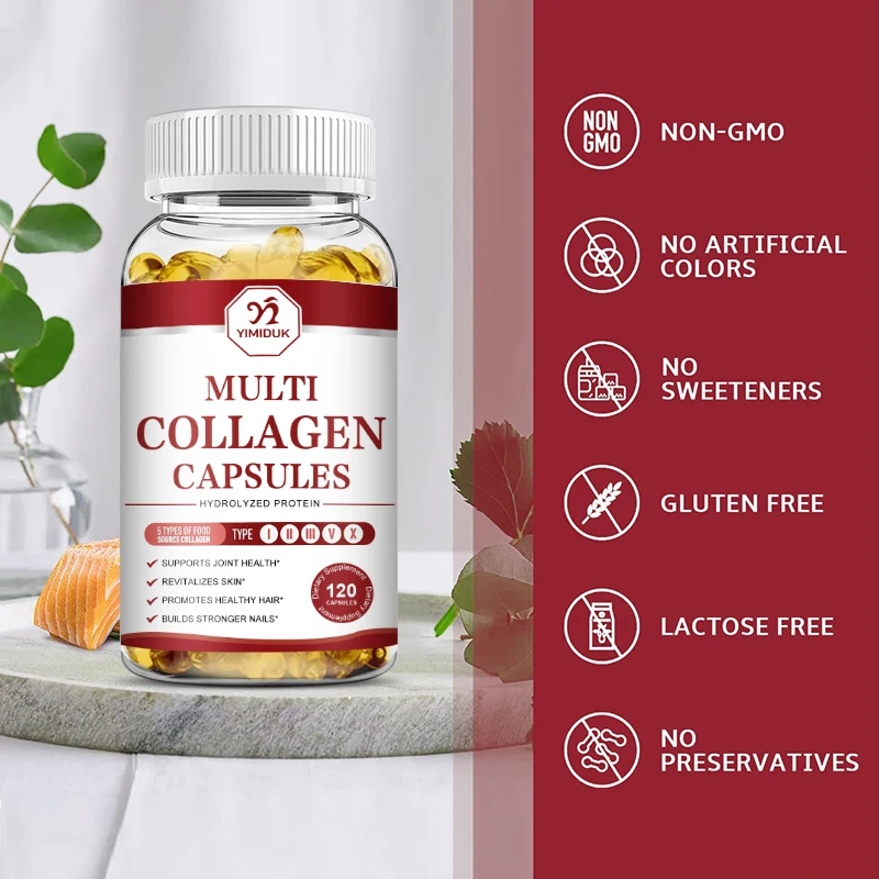 Collagen Capsules - Anti-Aging, Healthy Joints, Hair, Skin, Bones, Nails, Hydrolyzed Collagen Peptides, for Men & Women