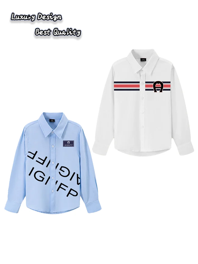 

fashion kids Clothes 2026 spring Baby Boys Shirts long sleeves Holiday casual wear Trend Striped letter print Children shirt Top