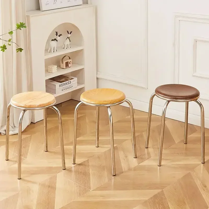 Interior Round Dining Stools Bench High Living Room Dressing Stools Kitchen Cheap Cadeiras Decorativas De Sala Home Furniture image 5