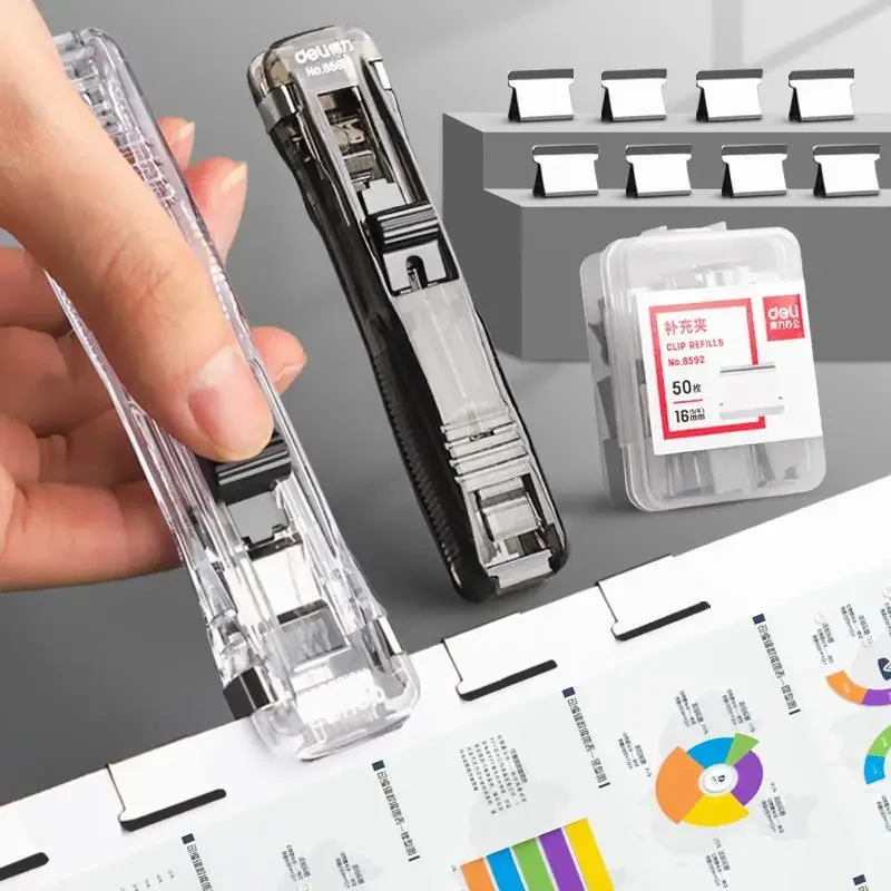 New Stapler With Press Clip For disassembly Stapler Clamp Tape Distributor Paper Clip Office Supplies Set Desk Stapler Figure