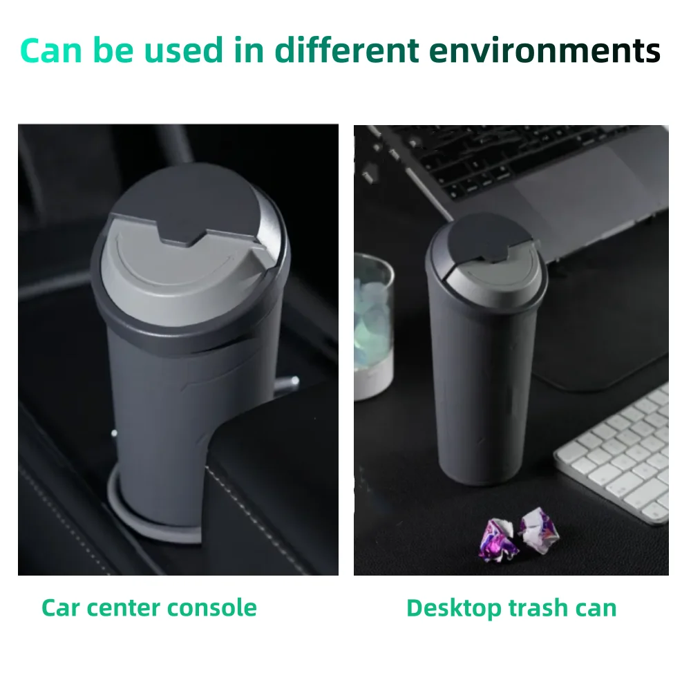 Car Trash Can with 180° Rotating Lid for Tesla Model 3/Y/S/X,Car Door and Center Console Storage Box Organizer