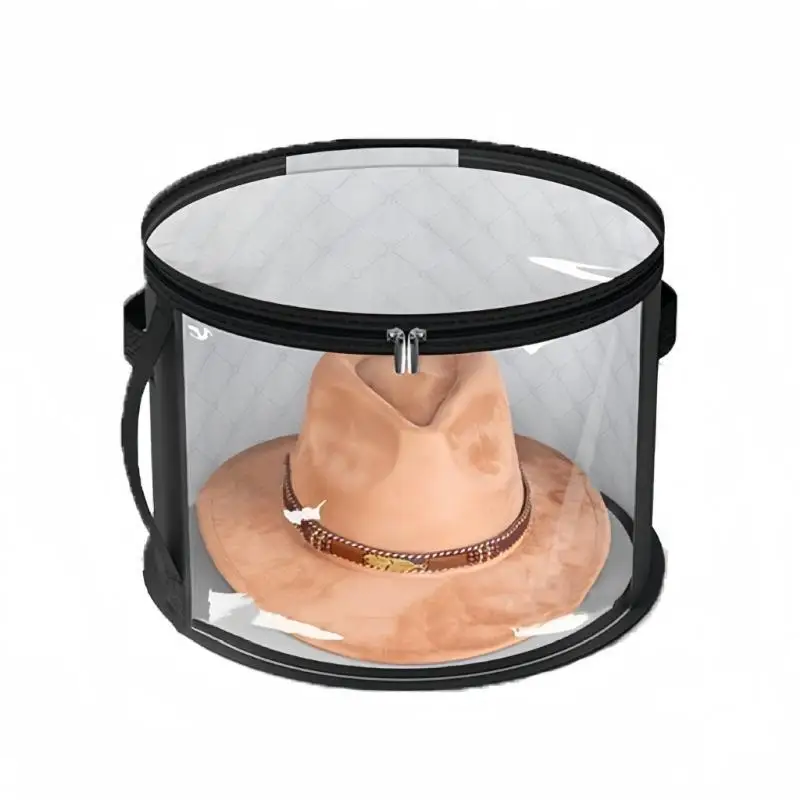 

E8BD Convenient Hat for Home Use Breathable Round Brim Hat Holder Nonwoven Caps Storage Bucket with Handle